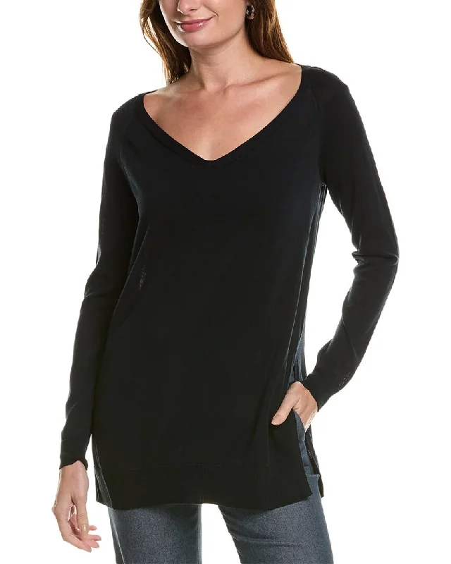 Lafayette 148 New York Plaited V-Neck Pullover