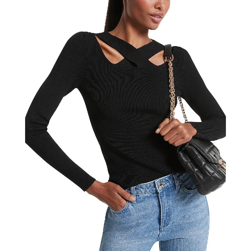 Womens Cutout Zipper Pullover Sweater