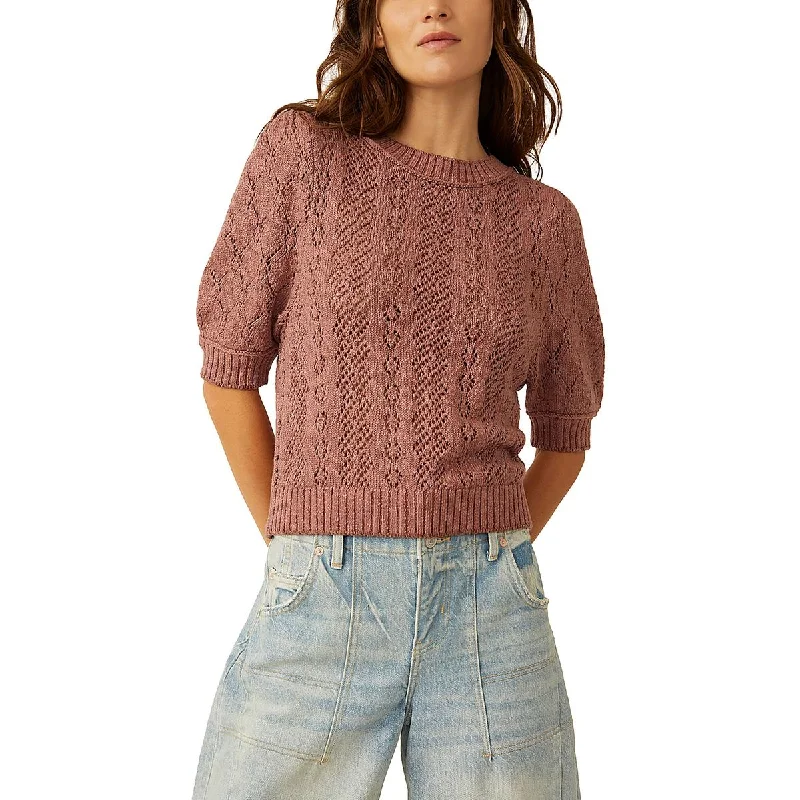 Womens Ribbed Trim Boat Neck Pullover Sweater