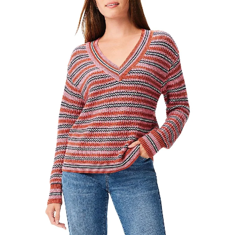 Womens Ribbed Striped Pullover Sweater