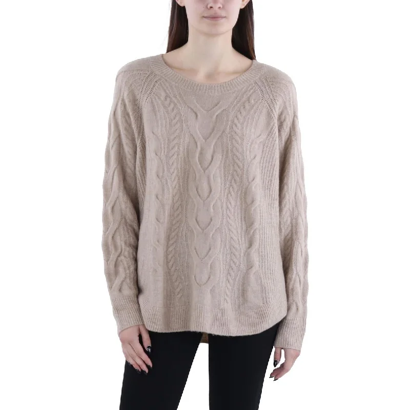 Womens Cable Knit Crewneck Pullover Sweater