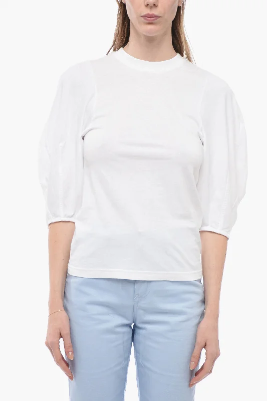 Chloe Stretch Cotton T-Shirt with Balloon 3/4 Sleeves