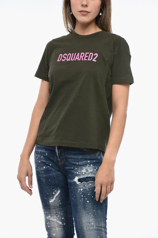 Dsquared2 Distressed T-Shirt with Logo Print