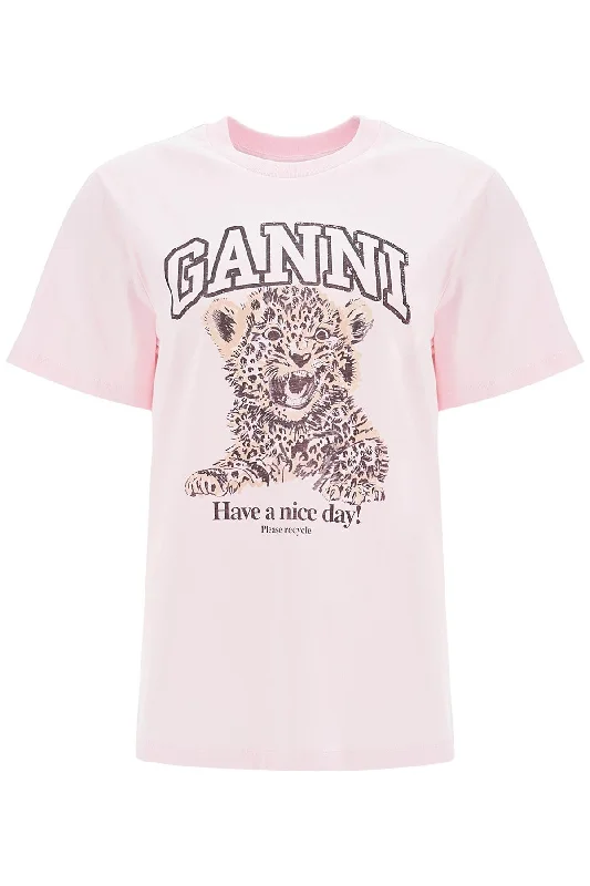 Ganni Women's Leopard Print T-Shirt With