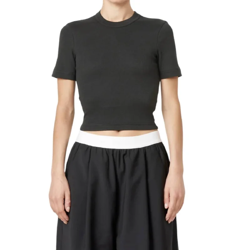 Ribbed Cropped Baby T-Shirt In Black