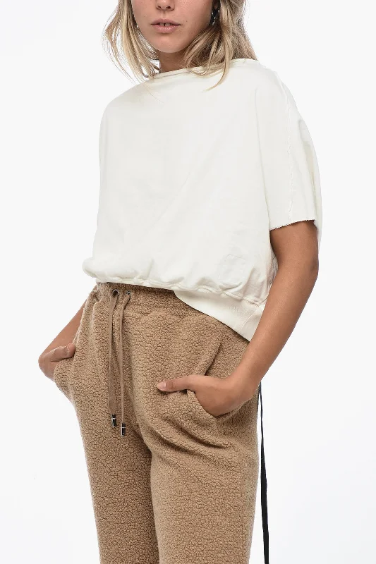 Rick Owens DRKSHDW Cotton Crop DAGGER T-Shirt with Elastic Waistband