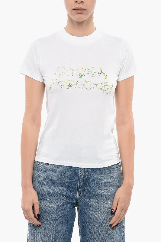 Stella McCartney Crew Neck THE DANDELION T-Shirt with Embroidered Logo