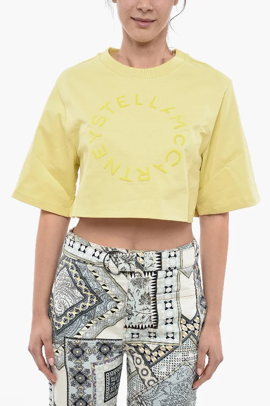 Stella McCartney Organic Cotton Crop T-Shirt with Flocked Logo