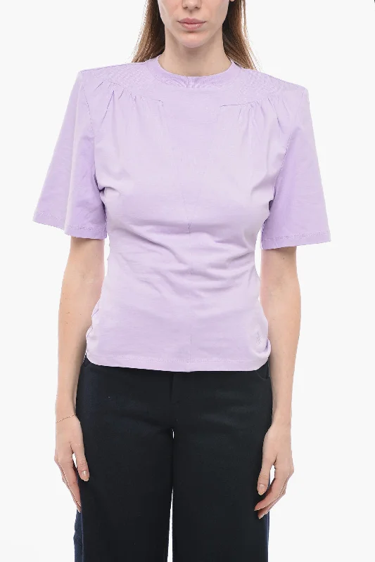 The Attico Short Sleeved JEWEL T-shirt With Padded Shoulders And Cutout