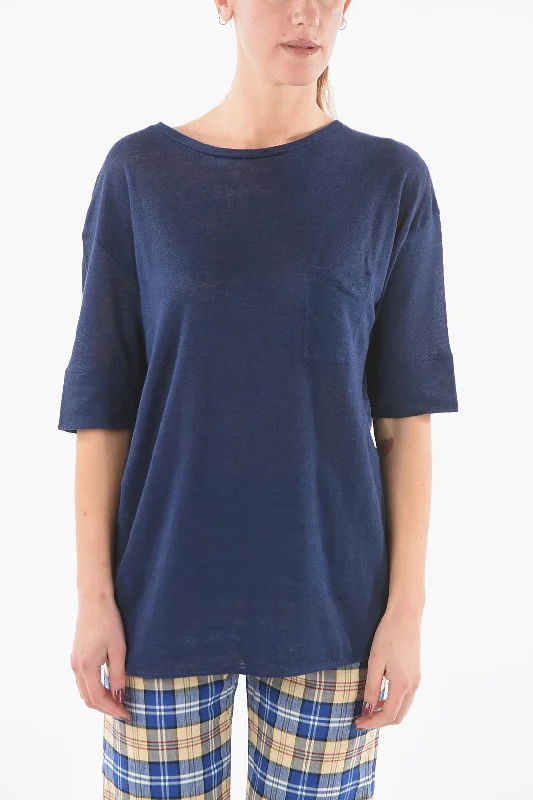 Woolrich Oversized Flax SLUB T-Shirt with Breast Pocket