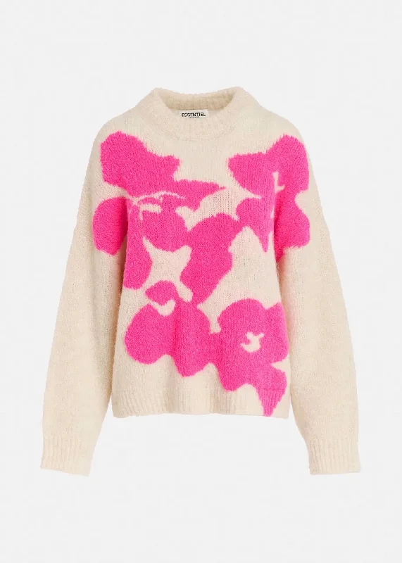 Garcon Knitted Pullover In Cream And Pink