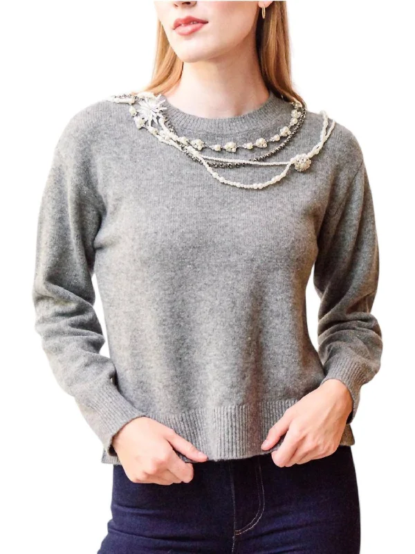 Lilliana Pullover Sweater In Grey