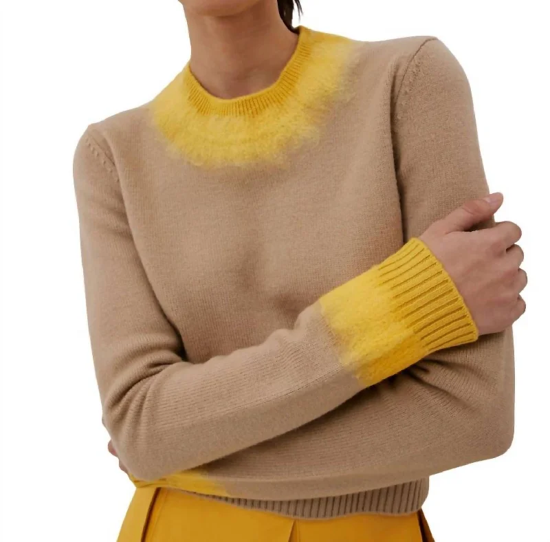 Marlene Two Tone Pullover Top In Dune