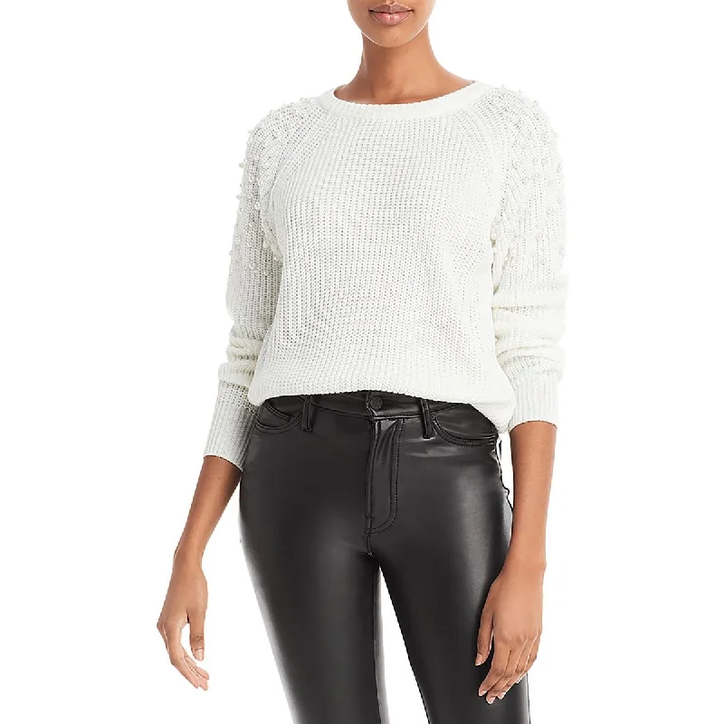 Womens Crewneck Embellished Pullover Sweater