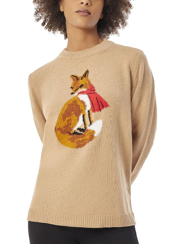 Womens Fox Crewneck Pullover Sweater