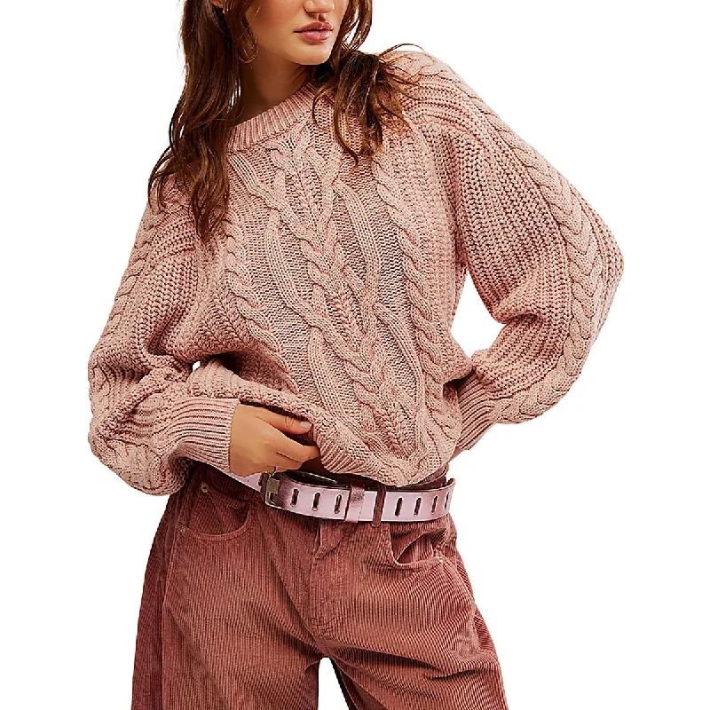 Free People Womens Cotton Cable Knit Pullover Sweater