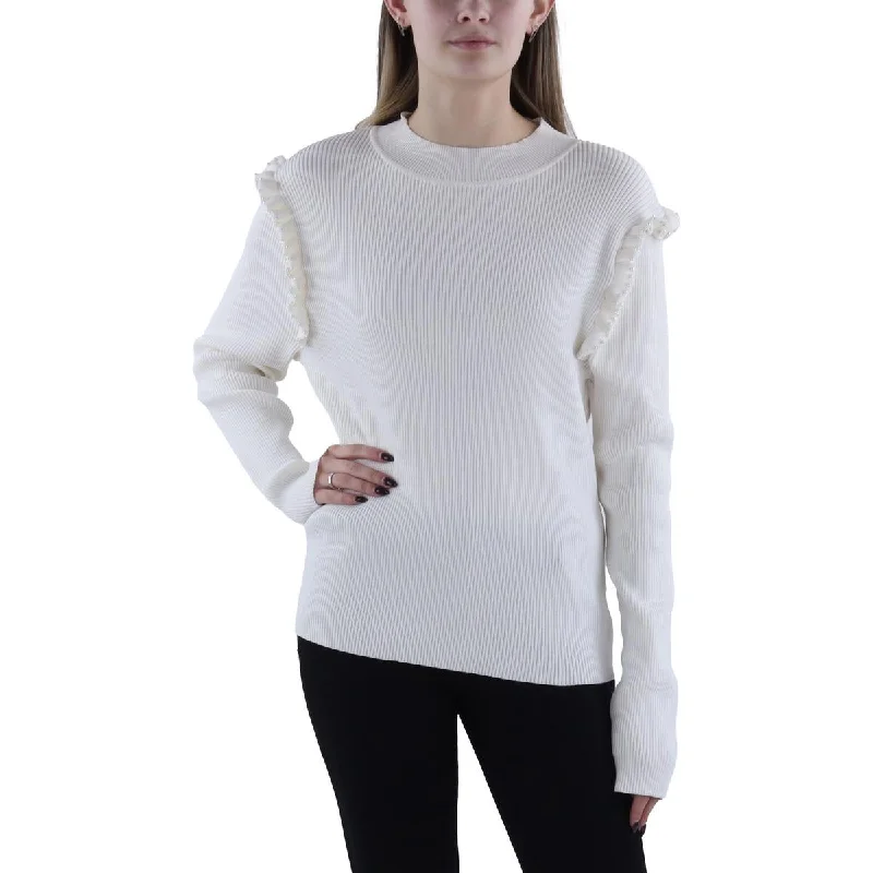 Nicole Miller Womens Embellished Mock Neck Pullover Sweater