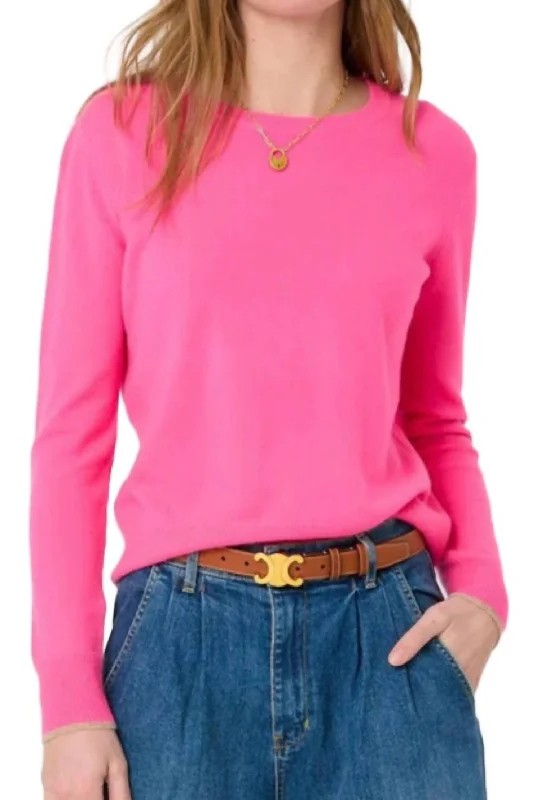 Patchwork Pullover Sweater In Neon Pink