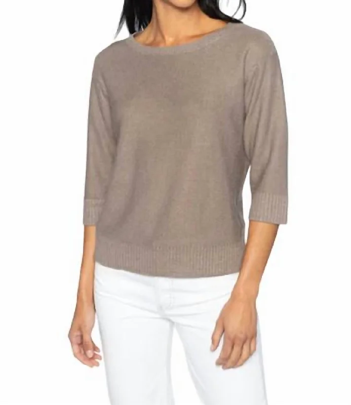 Textured Easy Pullover Sweater In Cafe