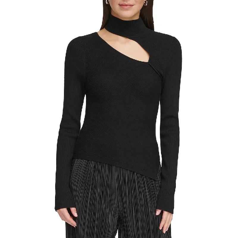 Womens Cutout Mock-Neck Pullover Sweater