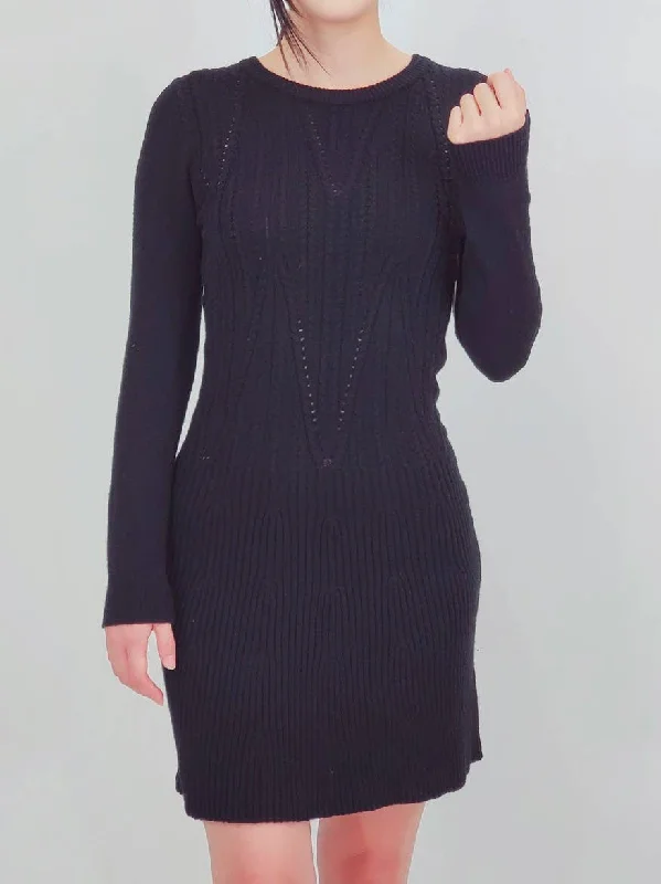 Sexy Cable and Ribbed Knit Stretch Sweater Dress MK6016 (S-L)