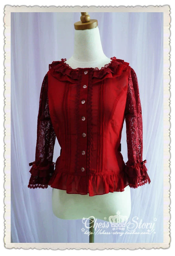 Chess Story~Le jardin de versailles~Elegant Lolita Lace Mid-Sleeve Shirt