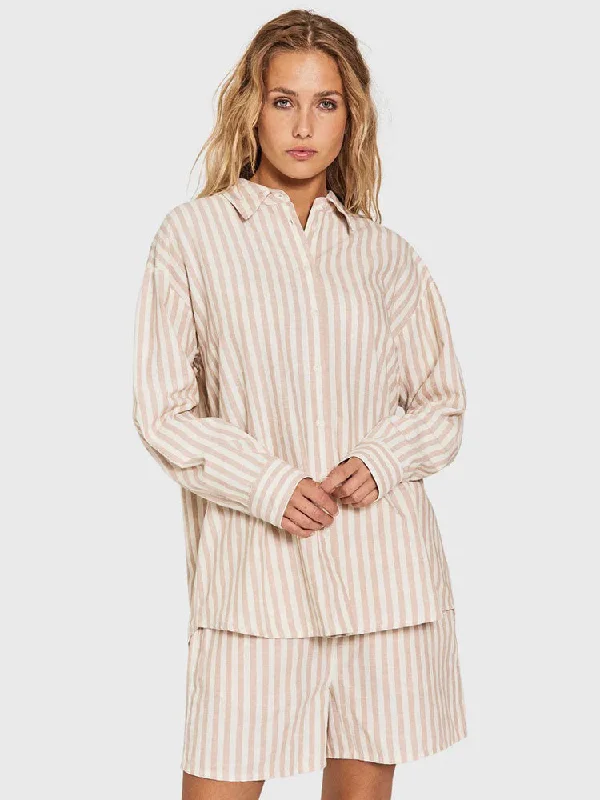 Norr Cenda Shirt Beige Stripe