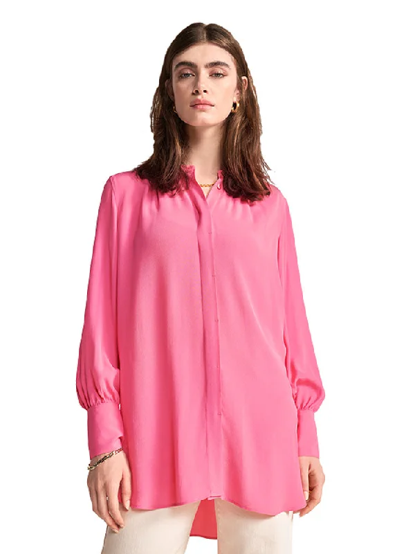 Riani Long Collarless Shirt Rose