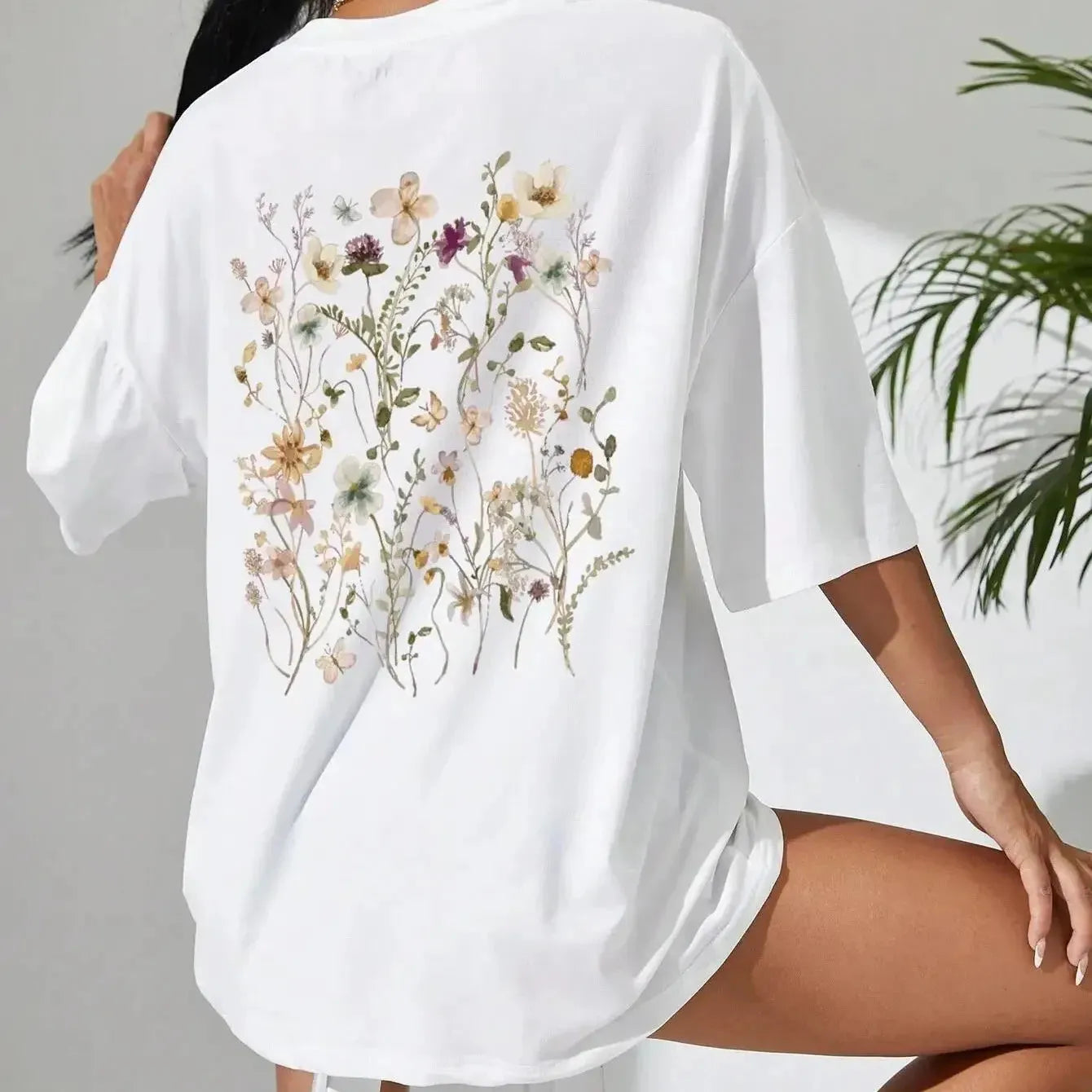 Beautiful flower clusters Print Cotton Women T-Shirts Casual Breathable Soft Sho