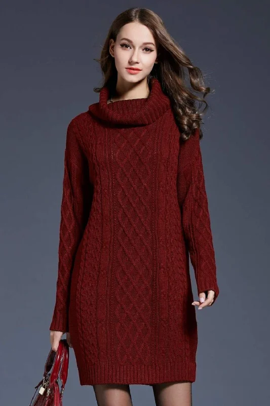 FZ Women's Knit Dropped Shoulder Sweater Dress