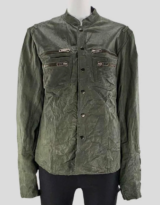 All Saints Green Leather Shirt - Medium