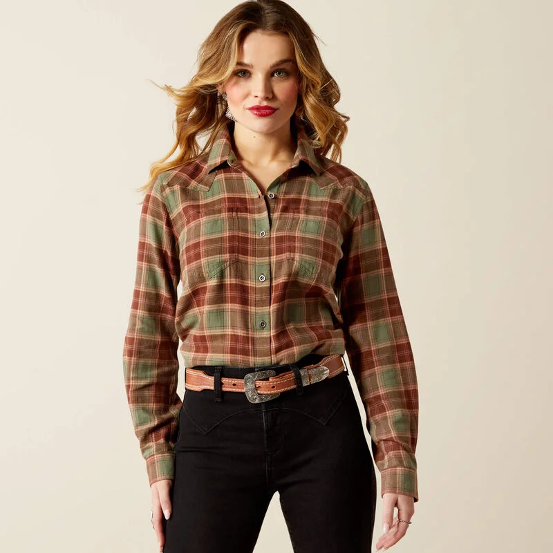 Ariat Women's Billie Jean Oakwood Plaid Long Sleeve Button Western Shirt 10053946