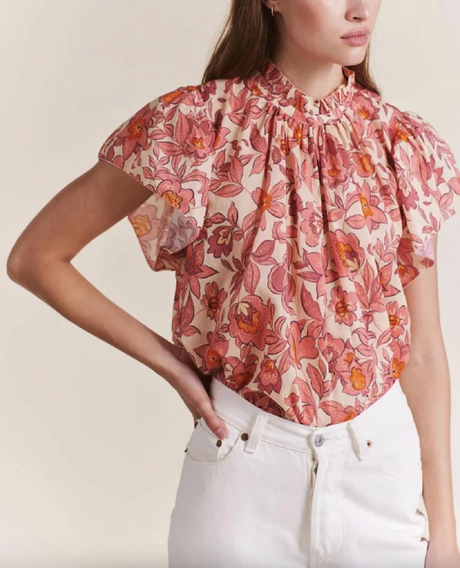 Carla Highneck Shirt In Tea Rose