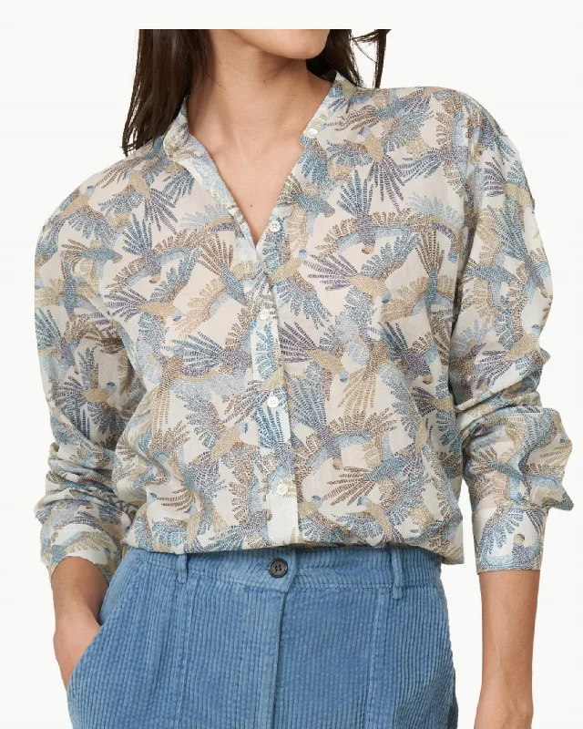 Coraz Woman Woven Shirt In Raw White And Blue