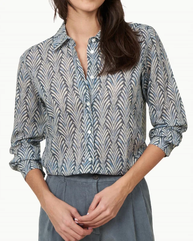 Coraz Woman Woven Shirt In Silver Blue