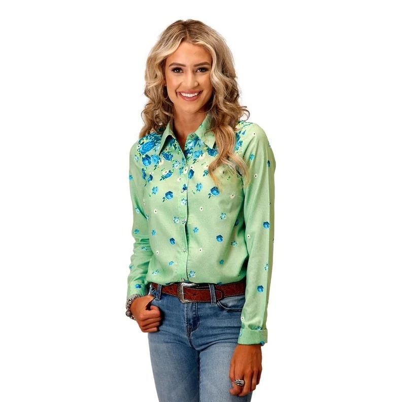 Roper Western Shirt Womens L/S Summer Floral Sage 03-050-0590-0574 GR