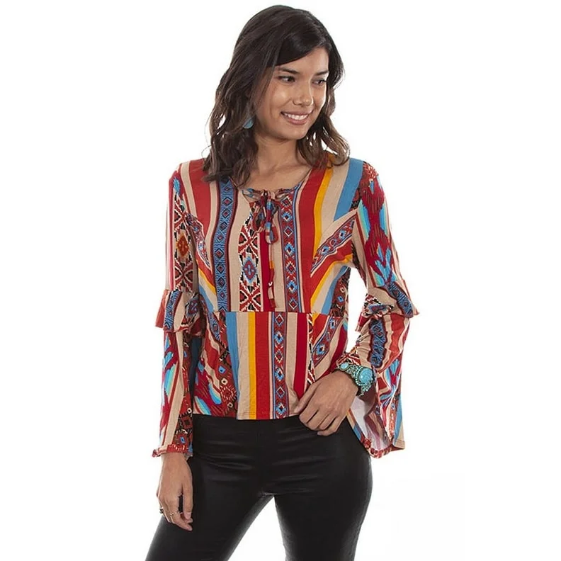 Scully Western Shirt Womens L/S Aztec Blouse Serape F0_HC517