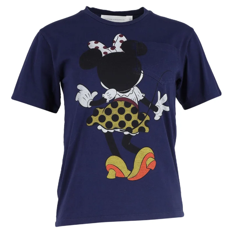 Victoria Beckham Minnie Mouse Print T-Shirt in  Navy Blue Cotton