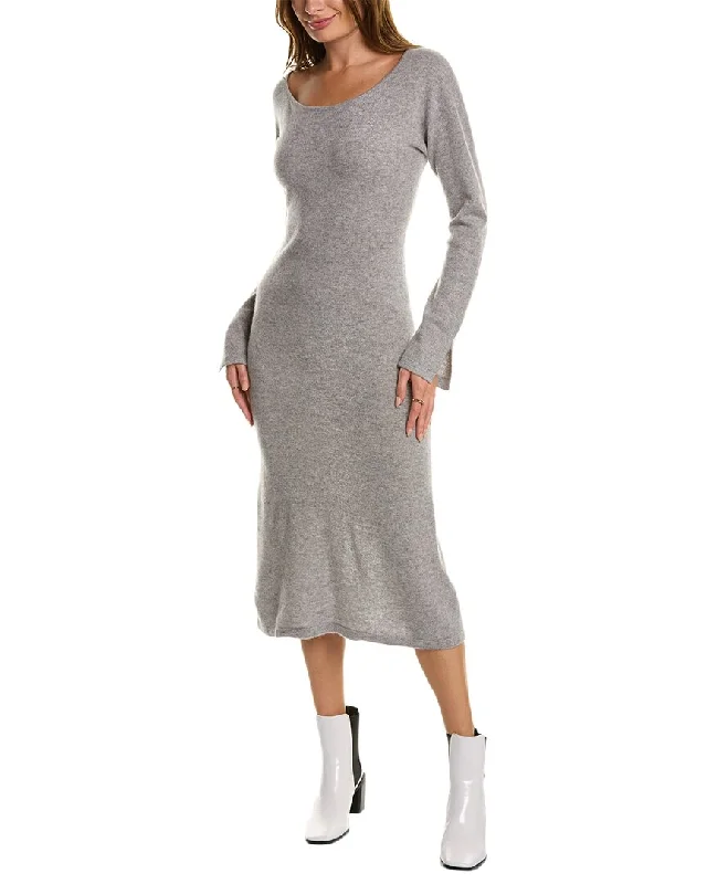 Qi Cashmere Boat Neck Cashmere Midi Dress